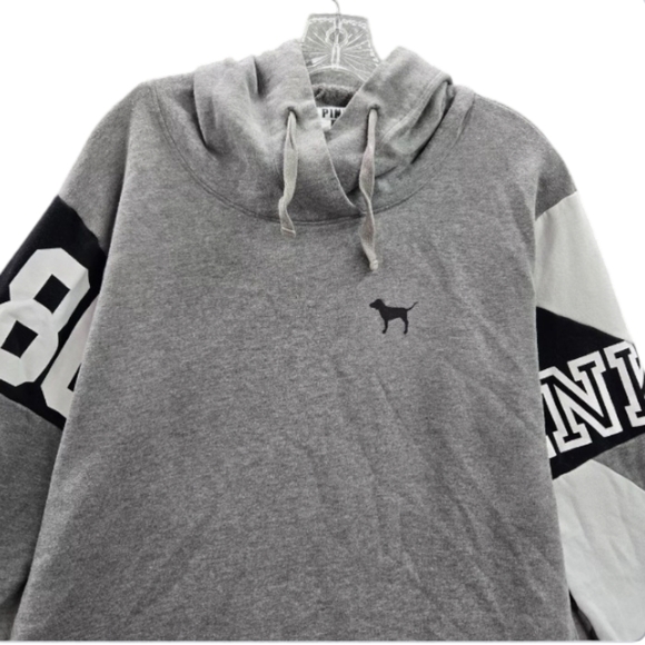PINK VS Pullover Colorblock 86 Hoodie Gray, Blk & White htf - Picture 4 of 8